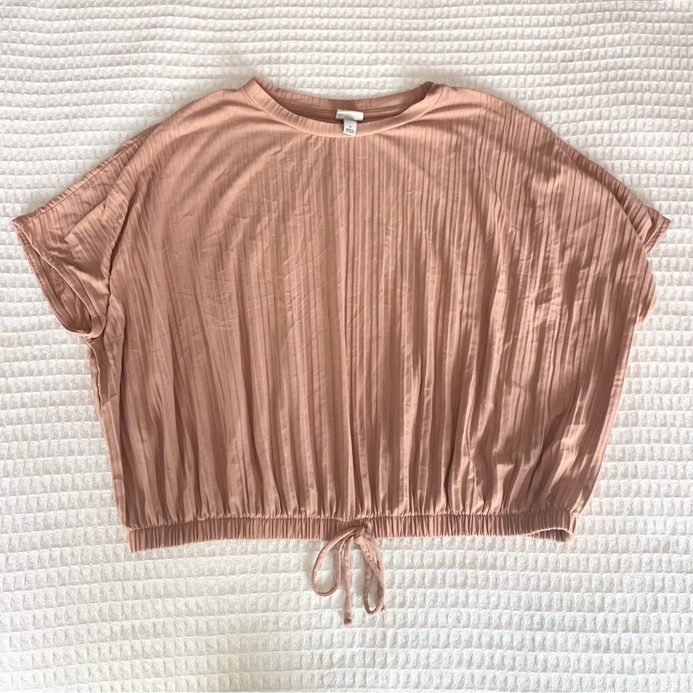 a new day Blush Pink Pleated Drawstring Top